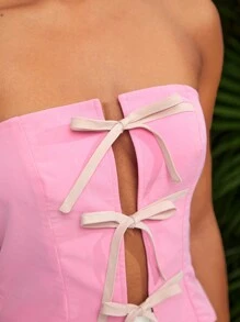 CARMEN Top tubo diseñador con cierre de lazos, para mujer, para verano, vacaciones, salir, festival
