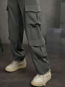 Manfinity VCAY Pantalones De Carga Tejidos Casuales Para Hombre - Gris Oscuro - Ver 3