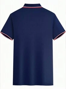 Manfinity Dauomo Men's Short Sleeve Polo Shirt With Letter Pattern Print - Royal Blue - View 2