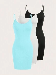 Olithes 女士極簡單色細肩帶連身裙