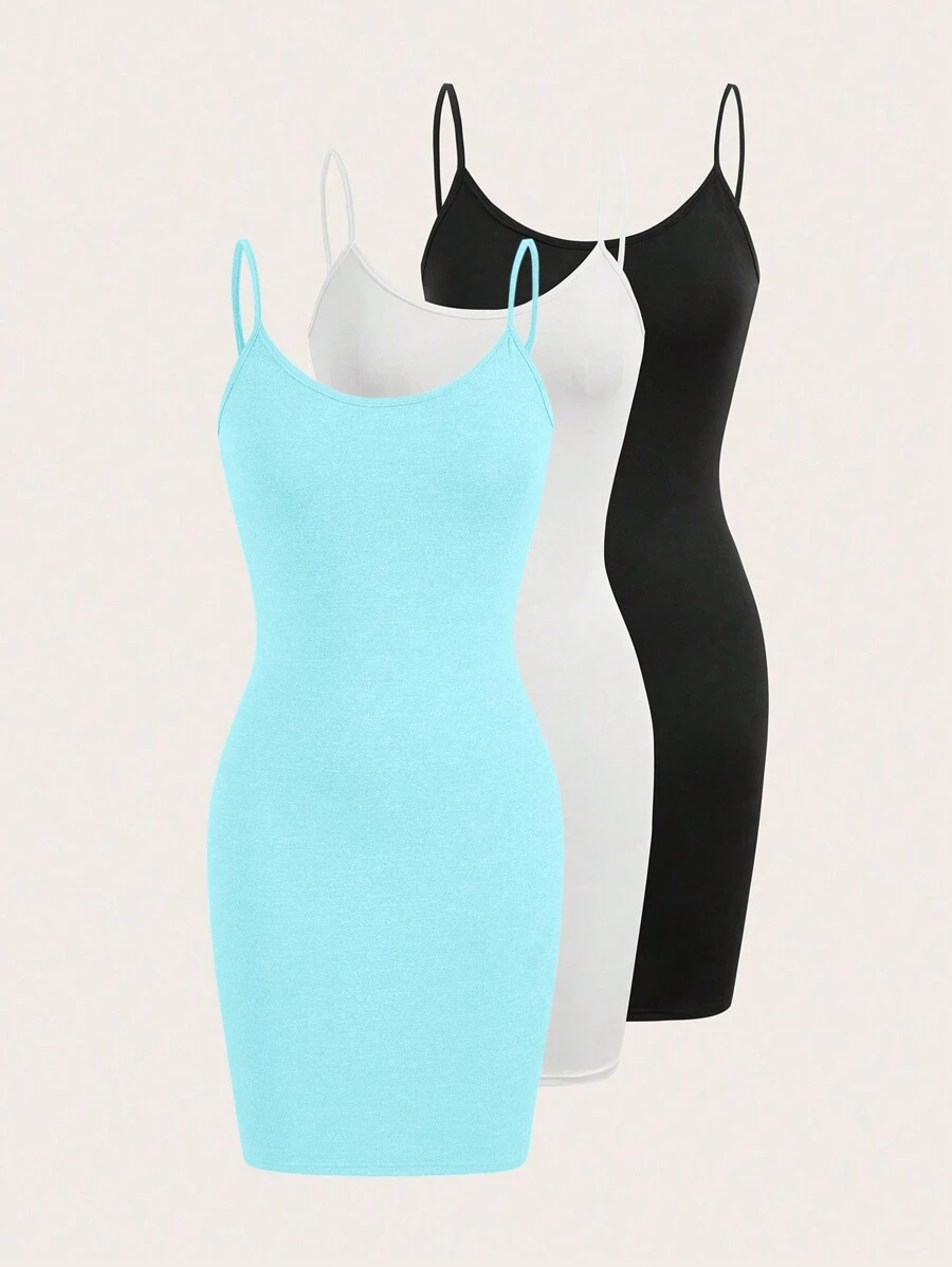 Olithes 女士極簡單色細肩帶連身裙