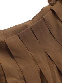 DAZY Của phụ nữ Màu thuần Xếp li Lỏng lẻo Áo sơ mi - màu nâu - Xem 8