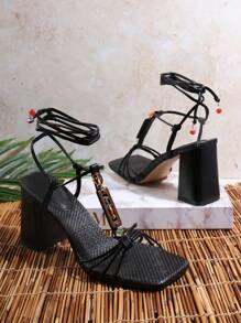 SHUZIA Ladies' Solid Color High Heel Sandals With Straps