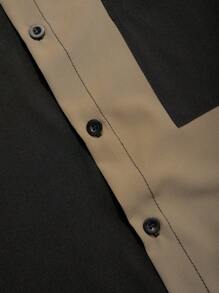 Manfinity Homme 男士撞色短袖衬衫短裤套装，色块，家庭搭配，度假，我爱我的男朋友，艺术衬衫