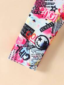 SHEIN Trẻ Cô gái Phong cách Đơn giản Áo thun Với In Và Mát mẻ Tiếng Anh In thư Trang phục trên phố Quần Mùa hè - Màu Hồng Tươi - Xem 3