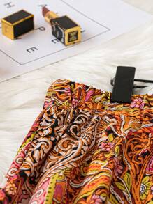 SHEIN LUNE Plus-Size Paisley Printed Skirt Maxi Women Outfit