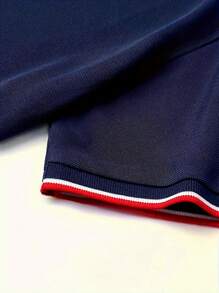 Manfinity Dauomo Men's Short Sleeve Polo Shirt With Letter Pattern Print - Royal Blue - View 3