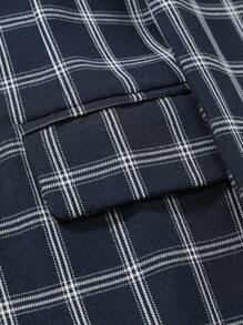 Manfinity Mode Men's Plus Size Checked Single Button Suit Jacket