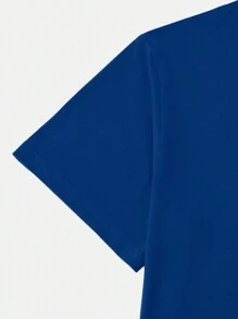 Manfinity Homme Men's Short Sleeve T-Shirt With Letter Print - Blue - View 5