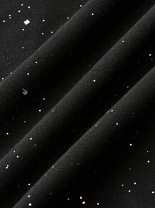 Zolique Women's Mesh Spliced Silver Foil Print Dress - Black - View 6