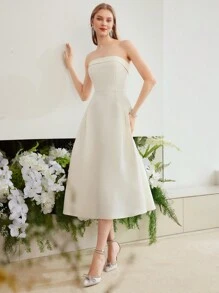 MOTF PREMIUM WOVEN A-LINE TUBE DRESS