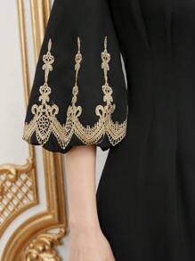 Modelyn 女士前拉链褶裥长款晚礼服 - 黑色 - 查看 4