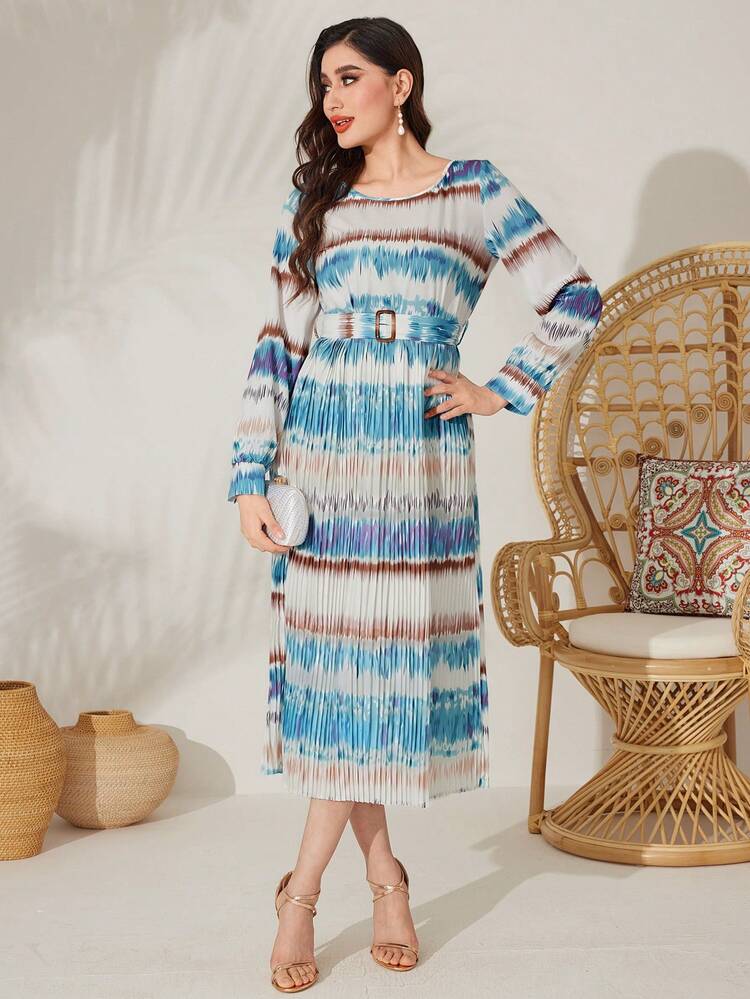 Women's Round Neck Ombre Loose Fit Dress Fall Cloth For Women