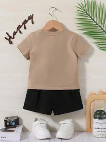 SHEIN Em bé Con trai Giải trí Mô hình Cartoon Ngắn tay Áo thun Và Bộ quần short - Nhiều màu - Xem 2