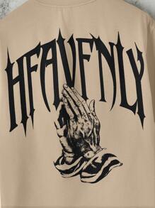 Manfinity VCAY T-shirt estiva casual con stampa a lettere di gesti