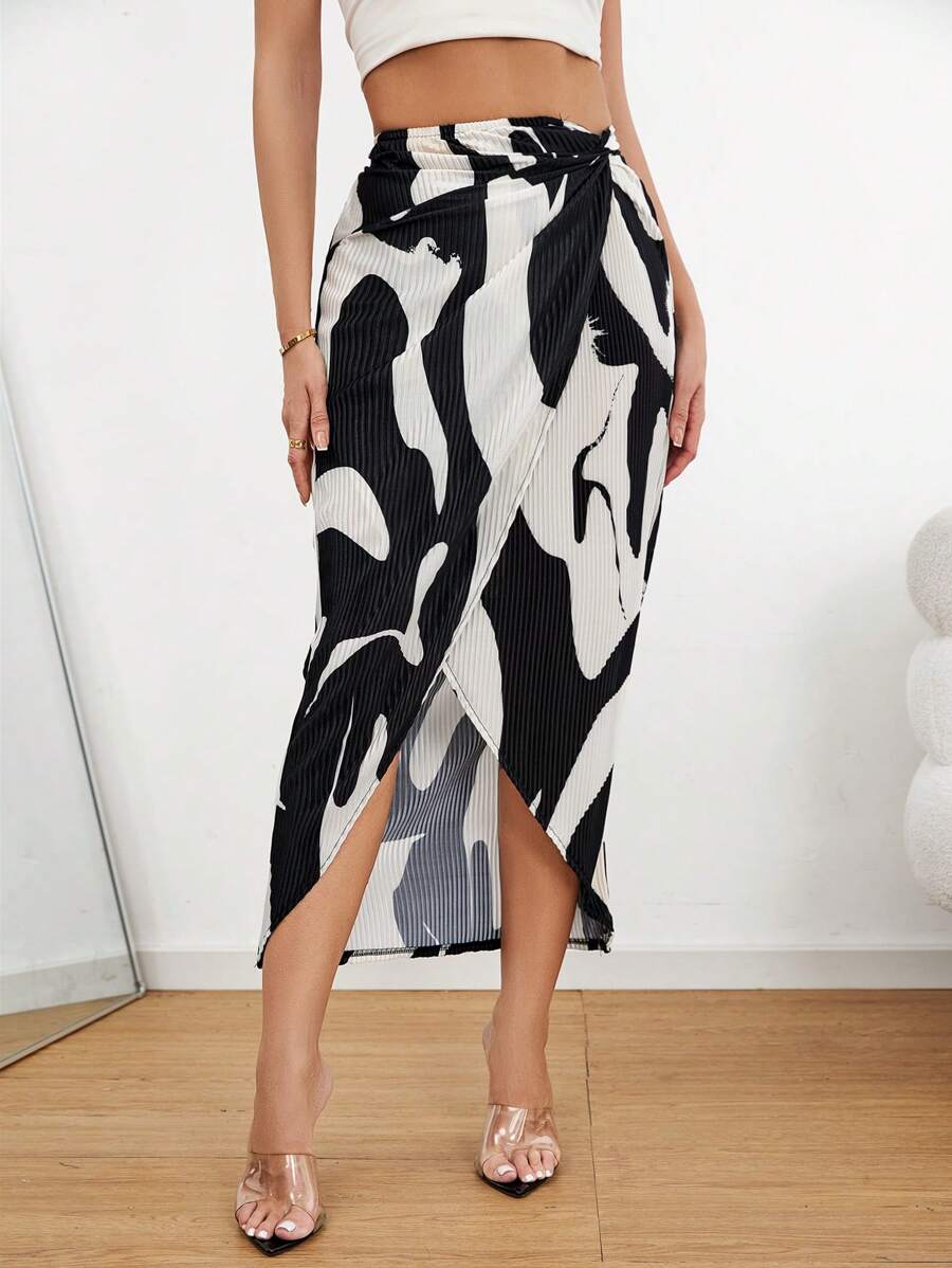 SHEIN Privé In Xếp li Váy quấn Với Xoắn Nút eo - Nhiều màu - Xem 1