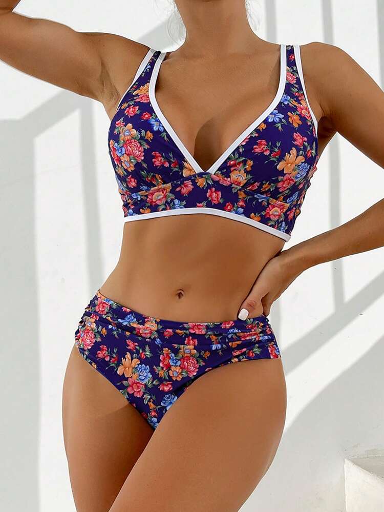 Women's Floral Printed Two-Piece Bikini Set Summer Beach