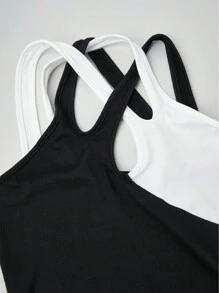 Xyvia Vestido largo de mujer con diseño de bloqueo de color, cuello halter y corte dividido