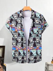Manfinity RSRT Men's Short Sleeve Shirt With Full Printed Characters