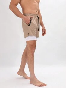 Manfinity Sport Corelite Quần short thể thao nam kiểu Boyfriend với lớp lót bên trong và dây rút ở eo, quần jogger, quần nỉ, quần short màu đen. - màu đen - Xem 7