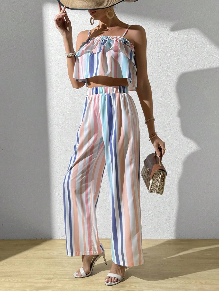 Breezaya Striped Casual Two-Piece Set - Multicolor - View 1