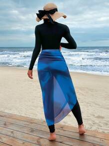 Swim Shayni 夏季海滩女士长袖立领连体泳衣狂欢节阿拉伯服装