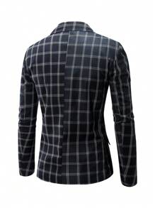 Manfinity Mode Men's Plus Size Checked Single Button Suit Jacket