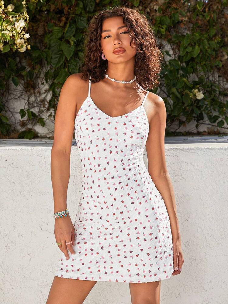 Women's Floral Printed Spaghetti Strap Dress