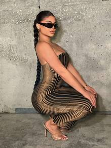 SHEIN SXY Women's Striped Tube Bodycon Dress Birthday Outfit
Spring Women Clothes
Prom Dress
Valentine Day Dress 
Date Night Dress 
Bachelorette Party - Apricot - View 5