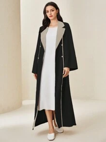 Al Najma Women's Colorblock Lapel Double Breasted Coat