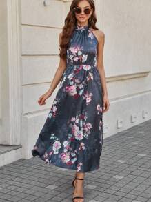 SHEIN Clasi 女士花卉印花露背連衣裙 - 彩色 - 查看 5