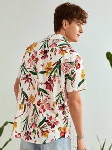Manfinity VCAY Men's Loose Fit Woven Shirt With Flower Print - Multicolor - View 2