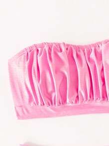 Swim Mod Summer Beach Women's Ruffled Bikini Set With Lock Edge Design - Pink - View 6