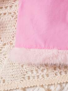 女婴优雅、可爱、时尚的毛绒下摆上衣和短裤套装 - 彩色 - 查看 4