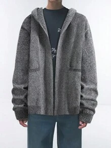 Manfinity EZcore 男士大尺碼雙口袋帽裝開襟外套