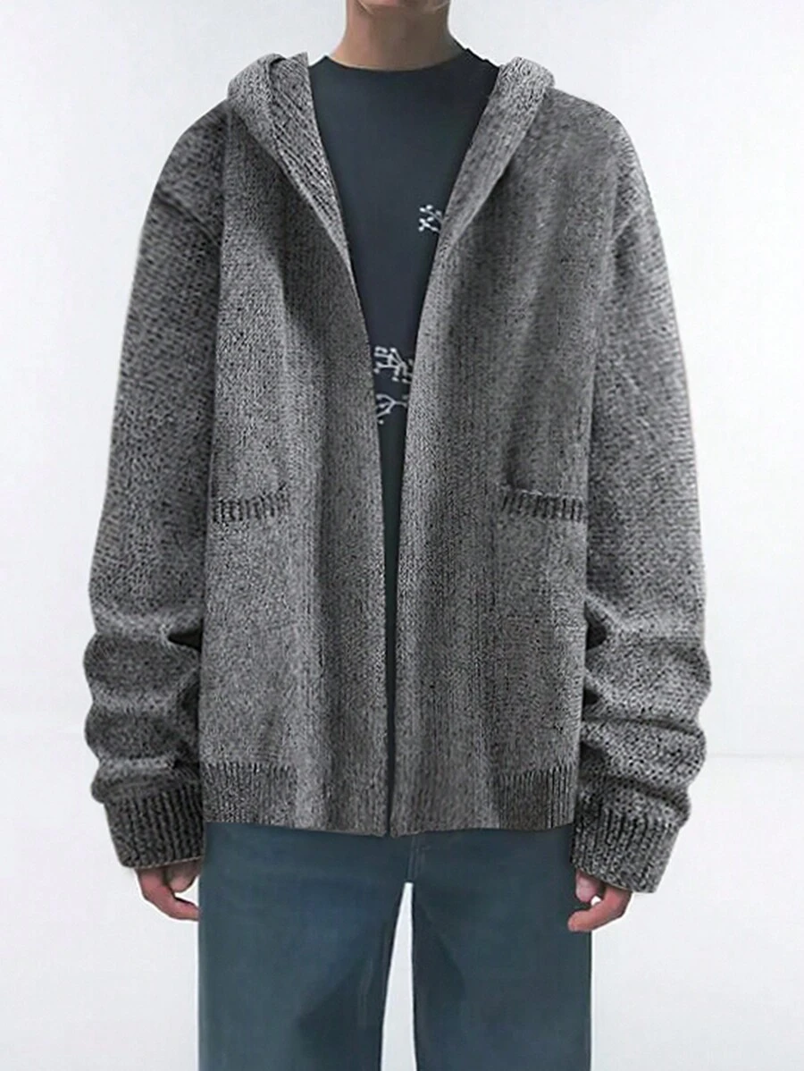 Manfinity EZcore 男士大尺碼雙口袋帽裝開襟外套