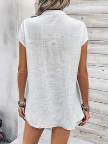 Breezaya 女士立領單排釦衫 - 白色 - 查看 2