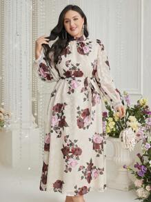 Modelyn Vestido largo de fiesta con estampado de flores para mujer de talla grande - Multicolor - Ver 7