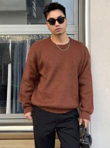 DAZY Men Solid Drop Shoulder Sweater Without Tee Fall,Winter - Burnt Orange - View 5