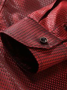 Manfinity AFTRDRK Nam Tay áo dài Áo sơ mi - Màu Đỏ Sâu - Xem 3