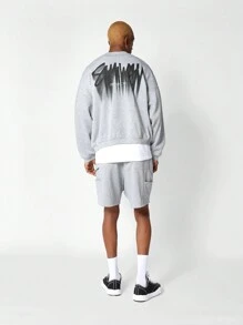 SUMWON Oversized Fit Sweatshirt With Graffiti Graphic Print - Grey - View 3