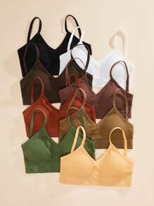 Snug Zone 8件套女士纯色罗纹舒适运动文胸