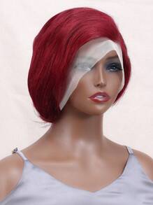 13X4 Transparent Lace Front Pixie Cut Wigs Burgundy Short Human Hair Wigs - S99J - View 4