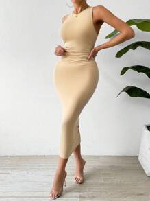 Chiquease 3pcs Pleated Detail Sleeveless Dress Maxi Women Outfit - Multicolor - View 7