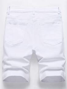Manfinity Homme Shorts en jean droits pour hommes, tout blancs, formels, pour les vacances - Blanc - Voir 2