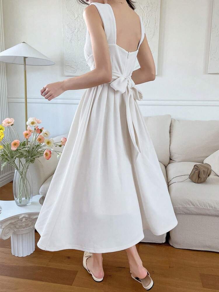 Women's Back Tie Sweetheart Neck Sleeveless Dress Sundress,Casual Women Dresses Maxi Dress