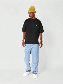 SUMWON Tee With Graffiti Graphic Print For Daily Wear - Black - View 5