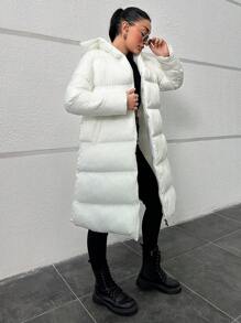 RueChic Plus Size Women'S Hooded Warm Coat - White - View 5