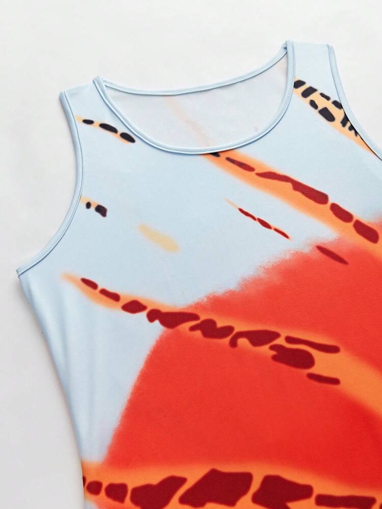 Women's Color Block Tie-Dye Printed Dress