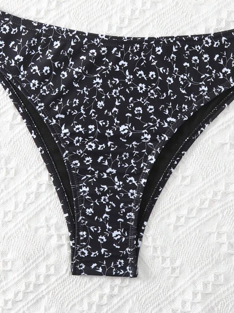 SHEIN Swim 女士碎花两件套比基尼套装，比基尼套装泳装泳衣沙滩装夏季度假夏日海滩 - 彩色 - 查看 3